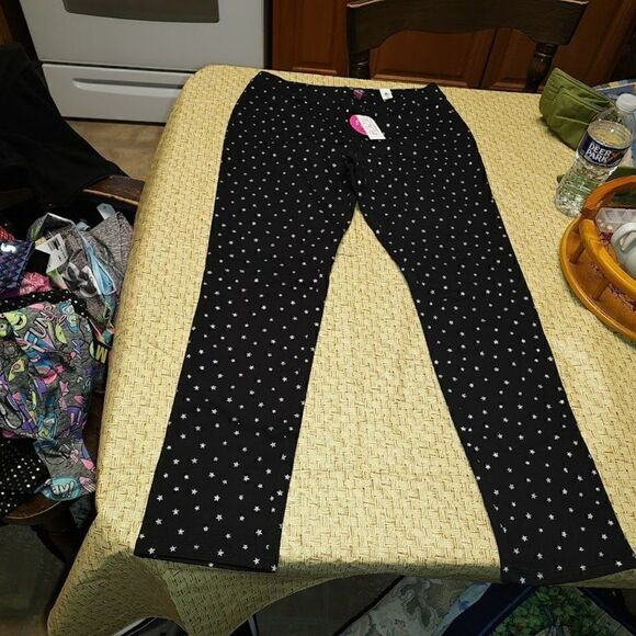 New The Children's Place Black Silver Stars Super Cozy Leggings Size Girl's XXL - Picture 1 of 2